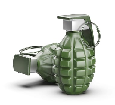 Fragmentation hand grenades on white background