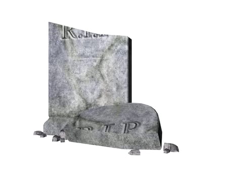 Rendered illustration of a broken graveyard tombstone