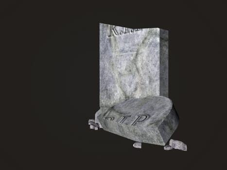 Rendered illustration of a broken graveyard tombstone