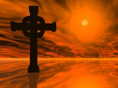 Rendered stone cross or crucifix celtic version
