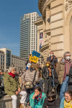 The demonstration at Opernplatz in support of Ukraine and against Russian aggression, Frankfurt, Germany