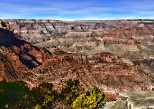 Afternoon in the Grand Canyon Arizona and blue skies