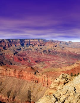 Late afternoon in the Grand Canyon Arizona and blue skies