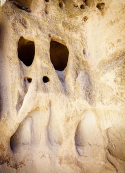 Natural cliff cavities expanded by ancestral puebloans at Bandelier National Monument