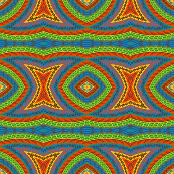 Colorful geometric decorative ethnic motifs seamless pattern