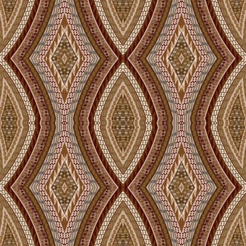 Geometric decorative seamless pattern with brown ethnic motifs