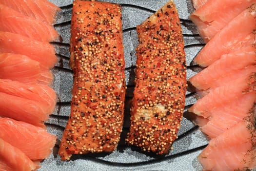 Fresh Salmon Seafood on Plate