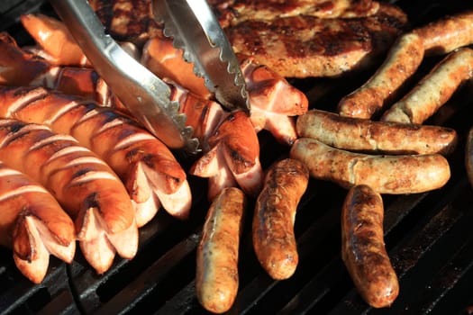 German Bratwurst on Barbecue Grill