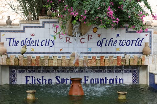 Elisha spring fountain, symbol of the ancient city of Jericho, the oldest city of the world. Palestine. Israel