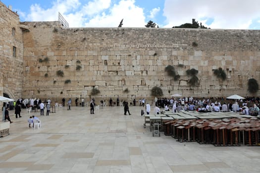 Jewish Prayer at the Western Wall in Jerusalem. Israel