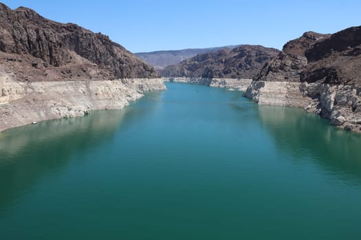 Hoover Dam on Colorado River at the Stateline of Nevada-Arizona. USA