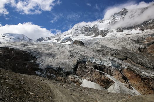 Fee Glacier in Swiss Alps. Switzerland. Europe