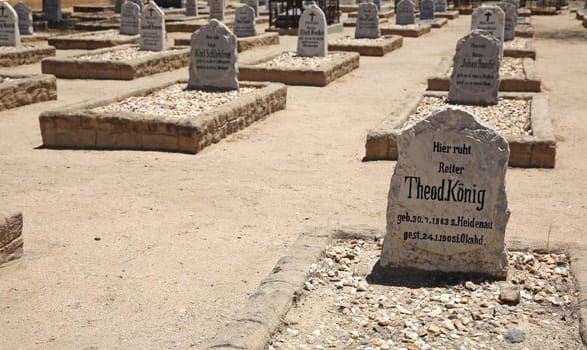 Historical Gravestones at german Cemetery in Okahandja. Otjozondjupa Region. Namibia