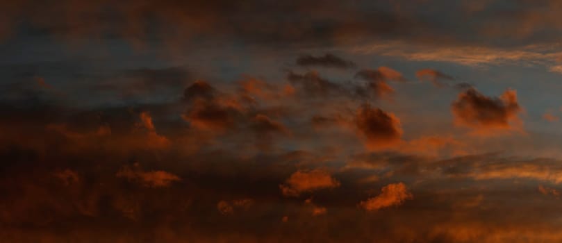 panoramic yellow sunset with clouds