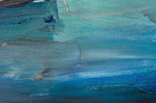 Blue grunge texture of canvas with paint stains.