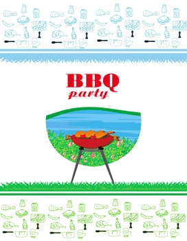 BBQ party invitation template - lake party