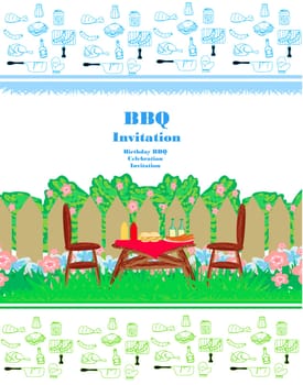BBQ party invitation template - garden party