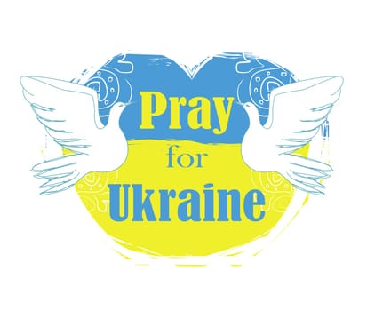 Symbol of peace, dove bird on the background of the flag of Ukraine - banner