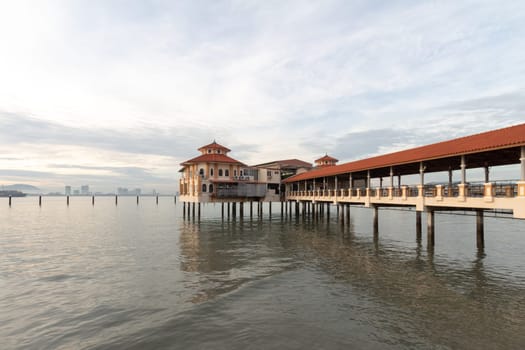 Georgetown, Penang, Malaysia - Jun 25 2017: Architecture Church Street Pier in cloudy morning