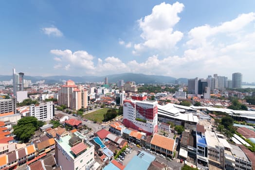 Georgetown, Penang, Malaysia - Jun 03 2017: Tune Hotel view from high angle in blue sunny day