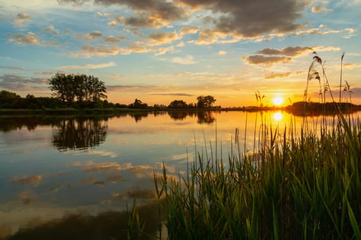 Sunset over the lake, Stankow, Lubelskie, Poland