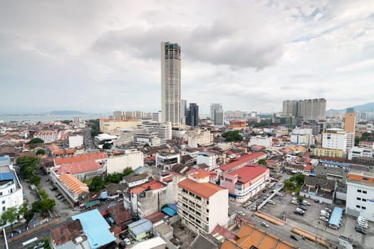 Butterworth, Penang, Malaysia - Sep 18 2017: KOMTAR building at the Georgetown in cloudy day