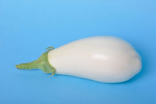 White eggplant on a blue background