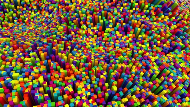 Colorful surface of rectangles. Computer generated 3d render