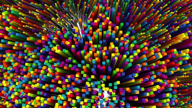 Colorful surface of rectangles. Computer generated 3d render