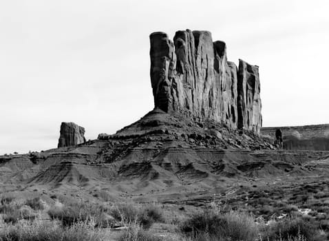 Isolated over white Monument Valley north east Arizona Navajo Nation