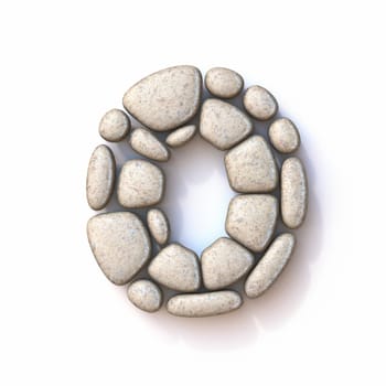 Pebble font Number 0 ZERO 3D rendering illustration isolated on white background
