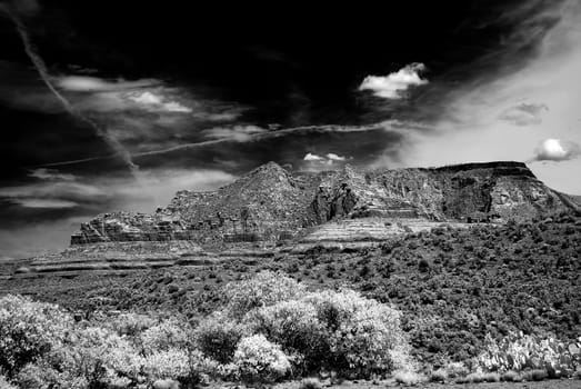 Infrared image Sedona Arizona in the morning light