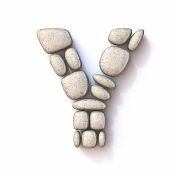 Pebble font Letter Y 3D rendering illustration isolated on white background
