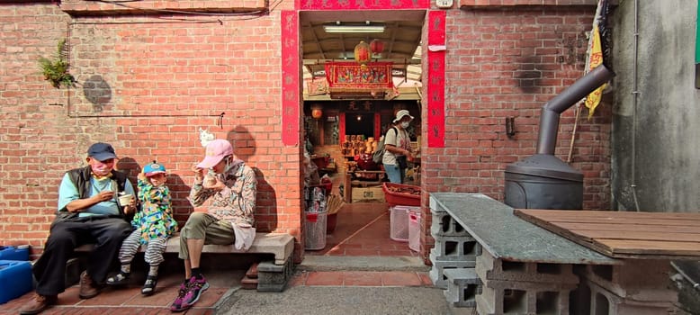 Lukang Old Street, Changhua - Mar 17, 2022 : Changhua Lukang has always been a very popular tourist attraction with delicious food and good shopping in Lukang Old Street