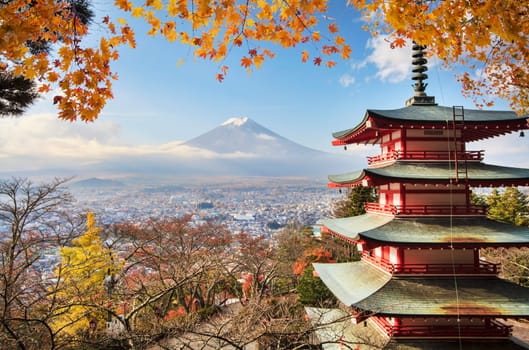 Mt. Fuji with fall colors in Japan for adv or others purpose use