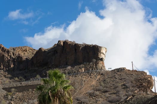 Barranco de Fataga on the Canary Island of Gran Canaria in summer