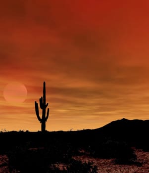 Sunset Sonora desert mountains in central Arizona USA