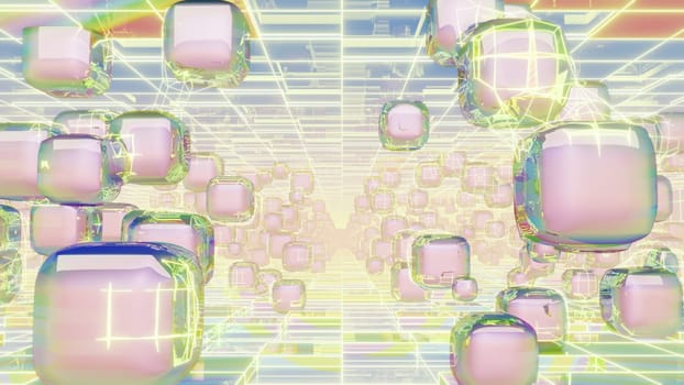 3D illustration Background for advertising and wallpaper in 80s retro and holographic scene. 3D rendering in decorative concept.