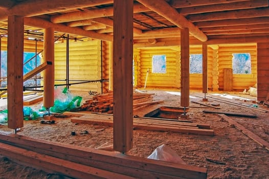 Building of a log house