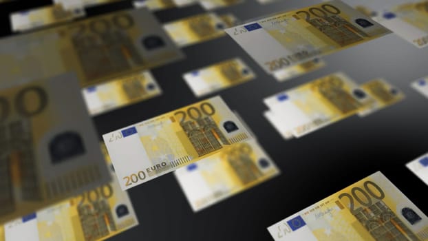 european currency euro banknotes flying regularly in the air financial economy background concept 3D rendering