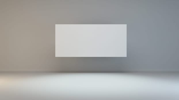 Blank white minimalist frame like canvas on wall with under spot light in the empty room realistic 3D rendering
