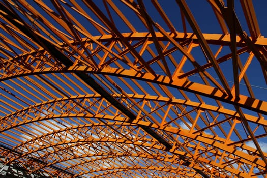 steel truss roof for building construction. background