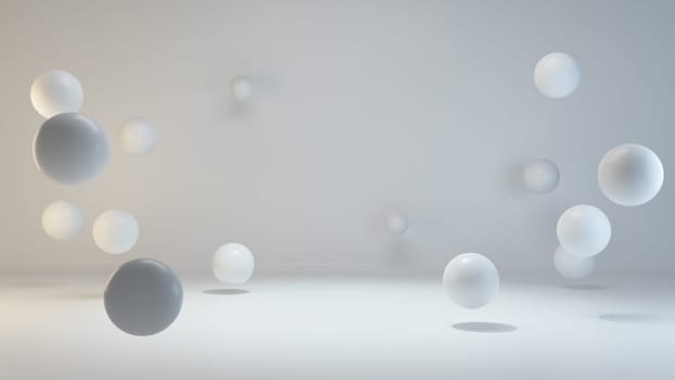 Shapes and white studio light concept background 3D rendering