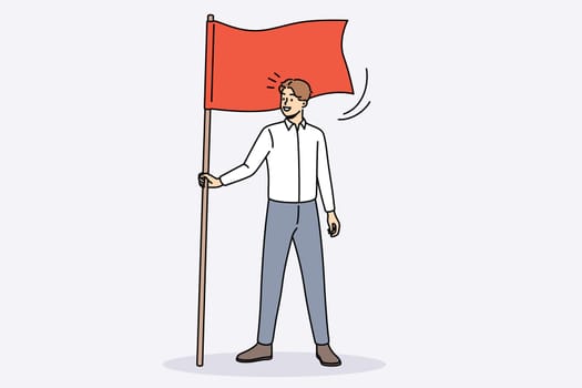 Happy businessman hold flag show leadership and success