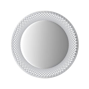 Round button with metal mesh around it