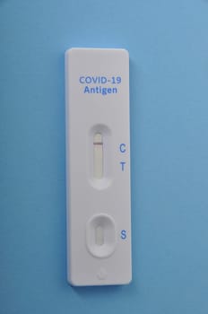 covid-19 self-test on a blue background