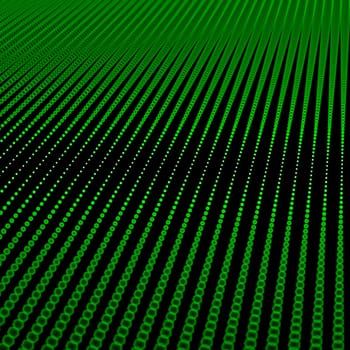 Abstract bokeh dots waves. Green on black.