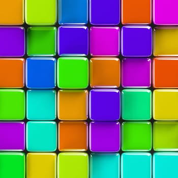 Abstract geometric background with brightly colored glass cubes of various height.