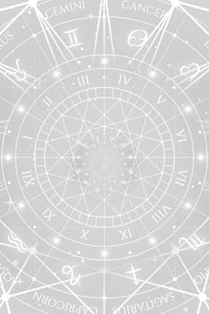 Zodiac Signs Horoscope background. Concept for fantasy and mystery - white