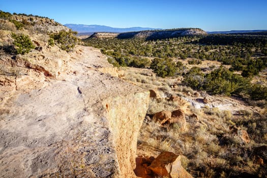 Hiking trail through Tsankawi Village in Bandelier National Monument, New Mexico
